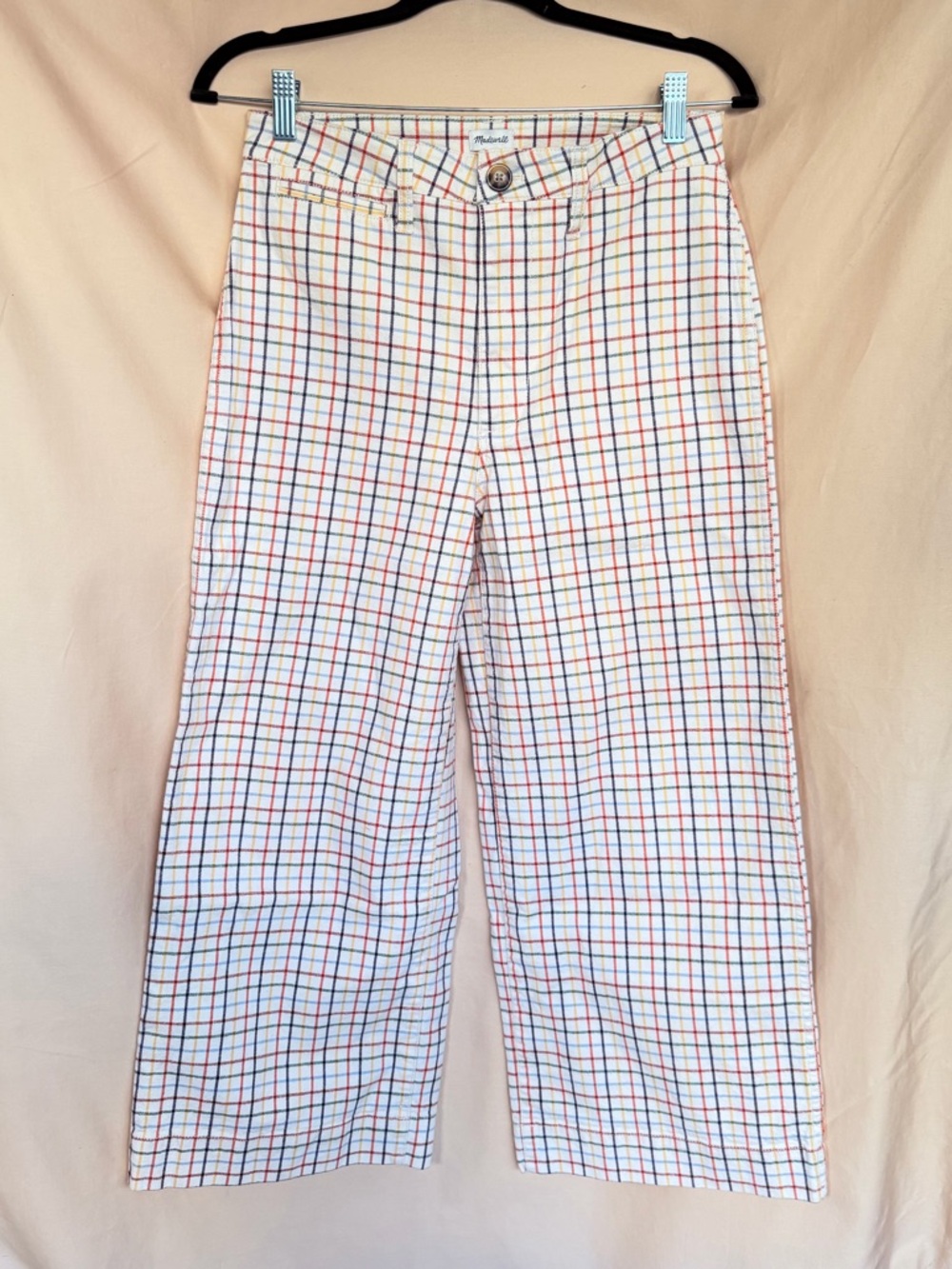 NWOT Madewell Emmett Wide Leg Crop Pants Plaid High Rise Size 27